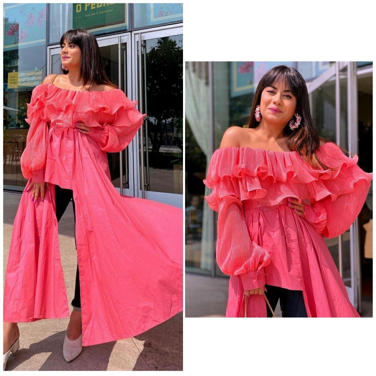 Pankh Gommy High Low Off Shoulder Blouse