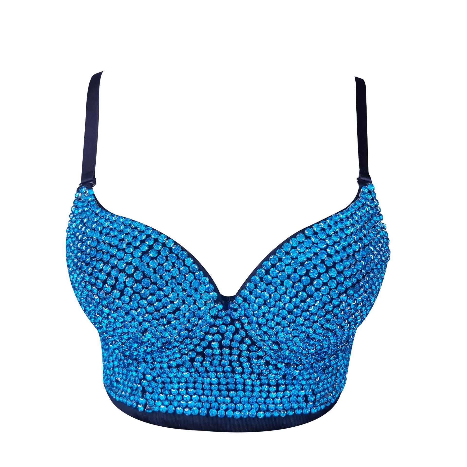 Women New Bright Night Rhinestone Gaga Bustier Corset Blouse