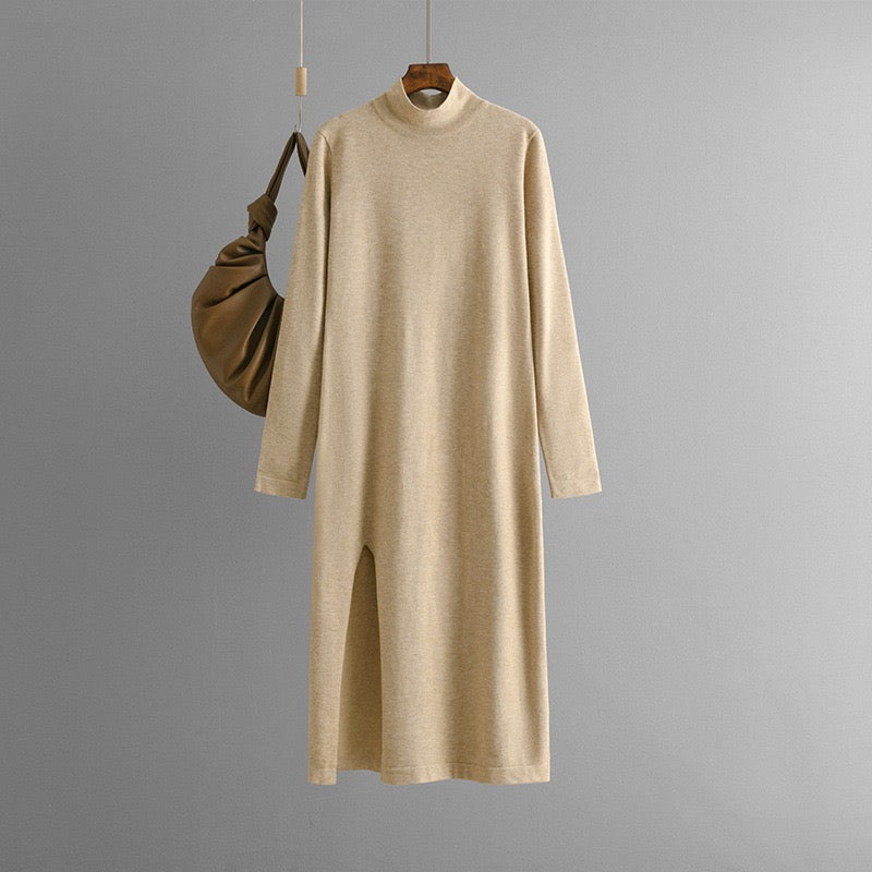 Pankh Ayvee High Neck Knit Wool Dress with Belt