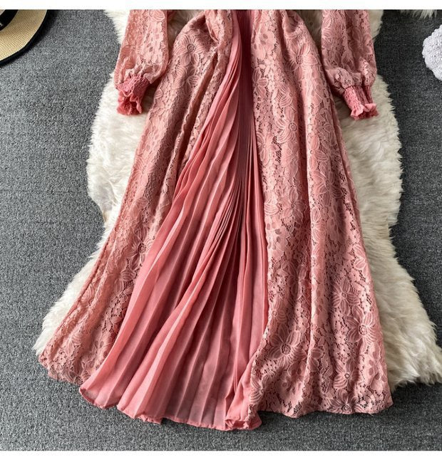 Pankh Pesley half lace half pleated maxi