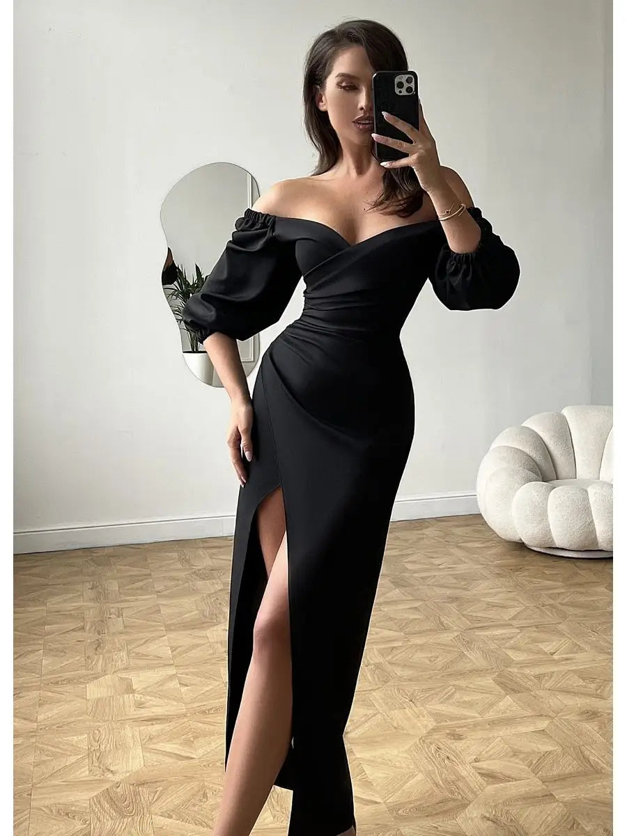 Pankh Valery Off Shoulder Scuba Elegant Maxi Dress