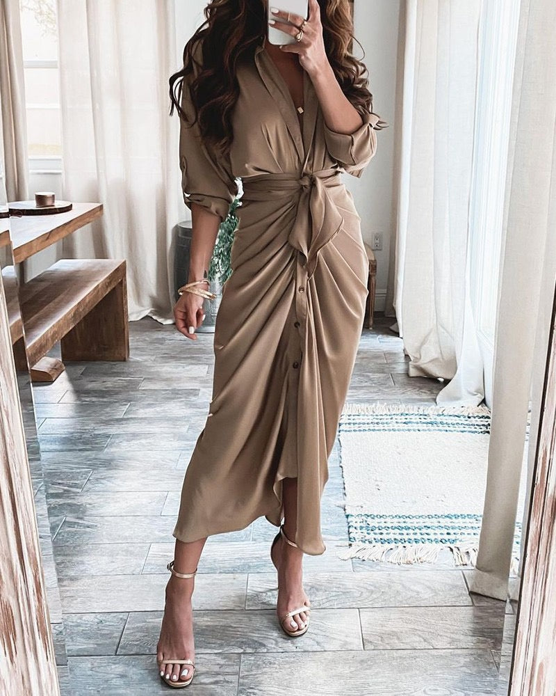 Pankh Sorb Shirt Dress with Draped Waist