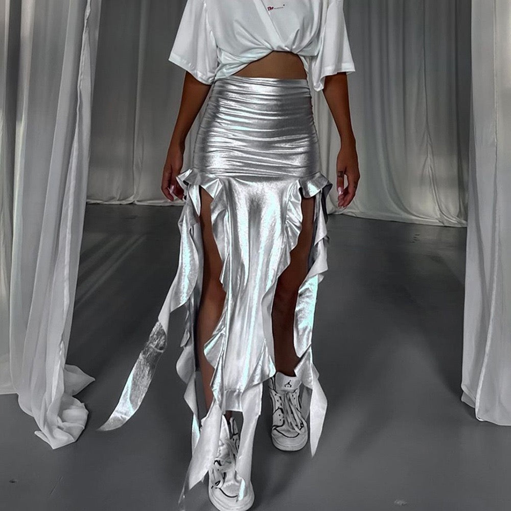 Pankh Bombi Metallic Ruffle Skirt