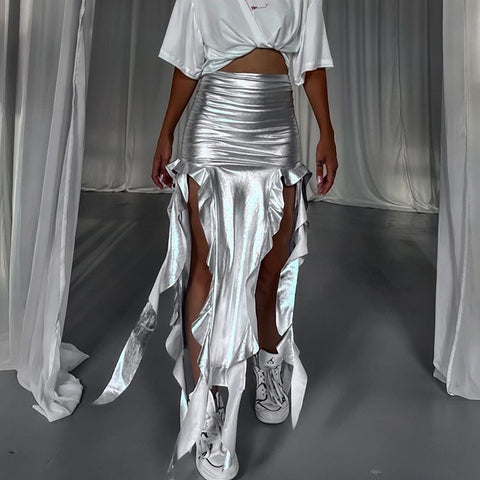 Pankh Bombi Metallic Ruffle Skirt