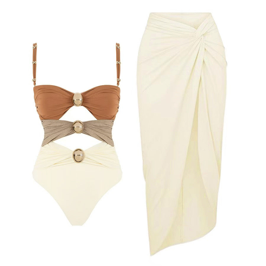 Pankh Fern Padded Swimsuit with Skirt