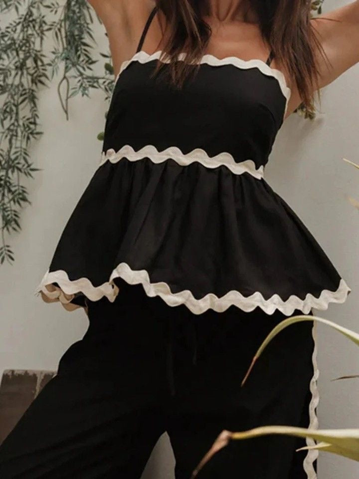 Pankh Rimowa Cotton Peplum Top and Pant Coord Set