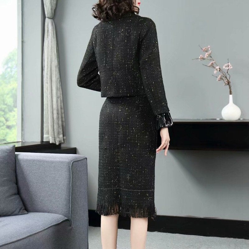 Ray Luxury Glitter Tweed Blazer And Skirt Set