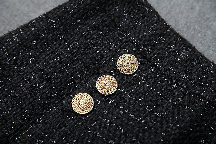 Ray Luxury Glitter Tweed Blazer And Skirt Set