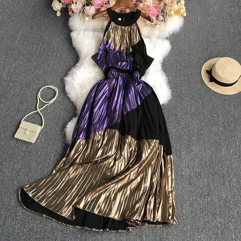 Pankh Senomi metallic shimmer pleated maxi