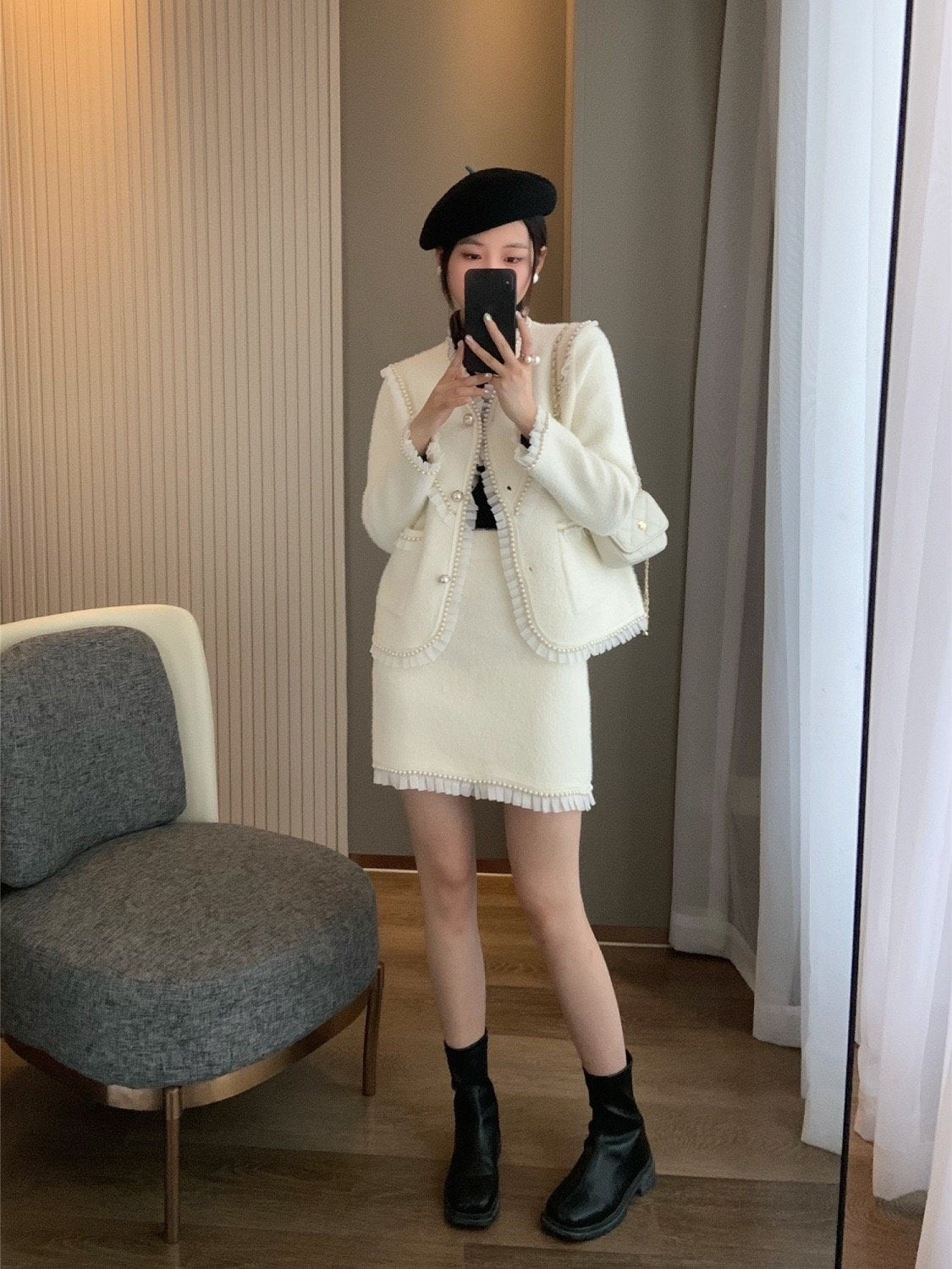 Pankh Bianca Pearl Detailing Soft Wool Coord Set