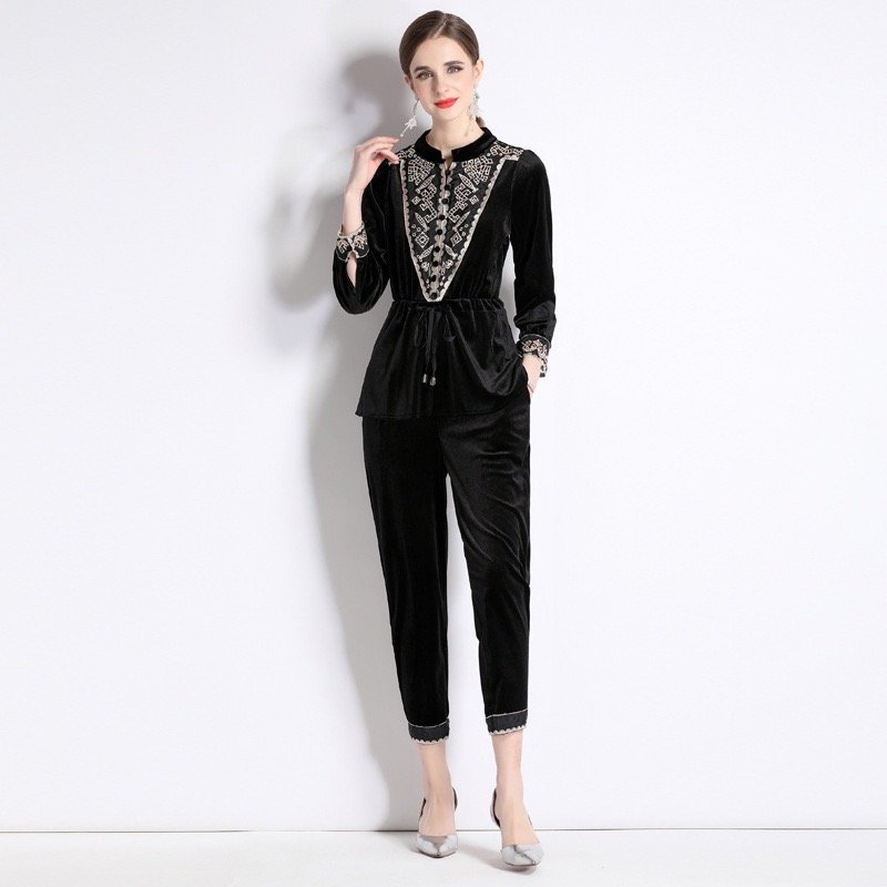 Pankh Arika Embroidered Elegant Party Wear Velvet Coord Set