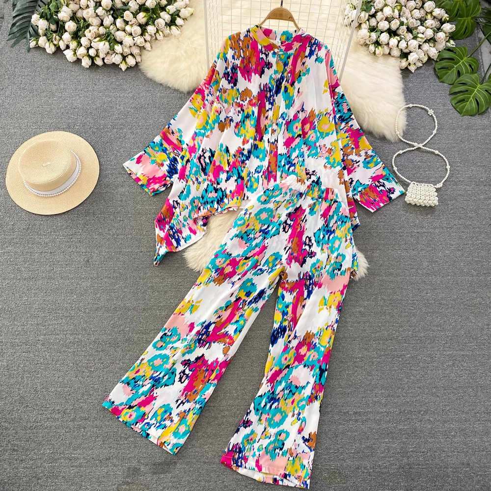 Leroy Casual Loose Floral Printed Top And Pant Set (fits M to 4XL)
