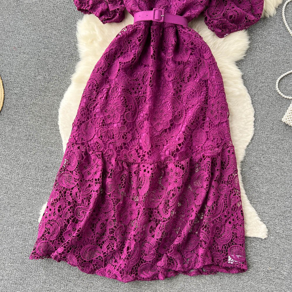 Pankh Selene Puff Sleeves Crochet Crocia Summer Dress