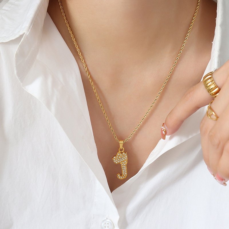 Pankh Initial Stylish Alphabet Pendent Chain