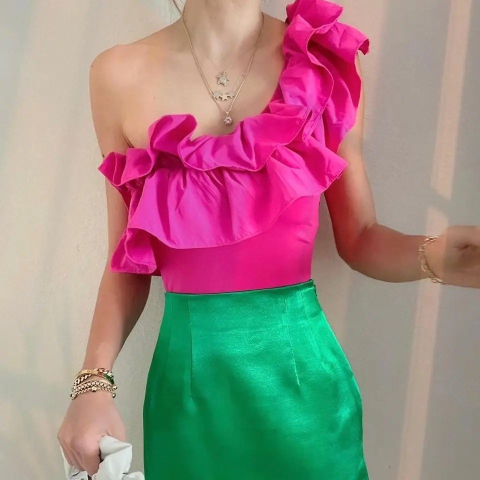 Pankh Neriah Ruffle One Shoulder Full Coverage Bodysuit