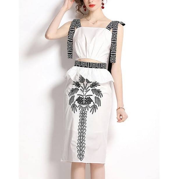 Pankh Bruno Cotton Embroidered Top And Skirt Set