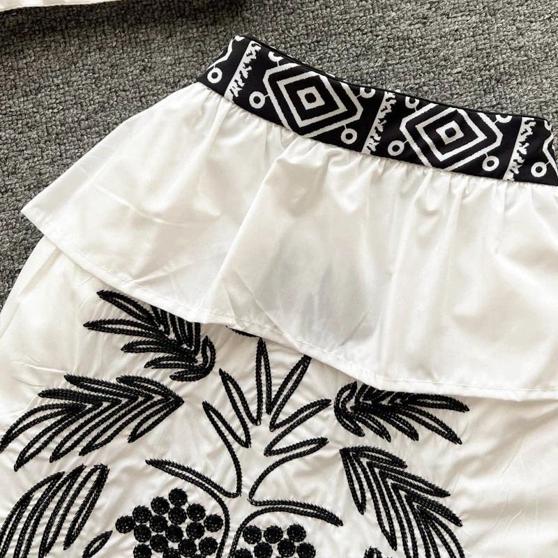 Pankh Bruno Cotton Embroidered Top And Skirt Set