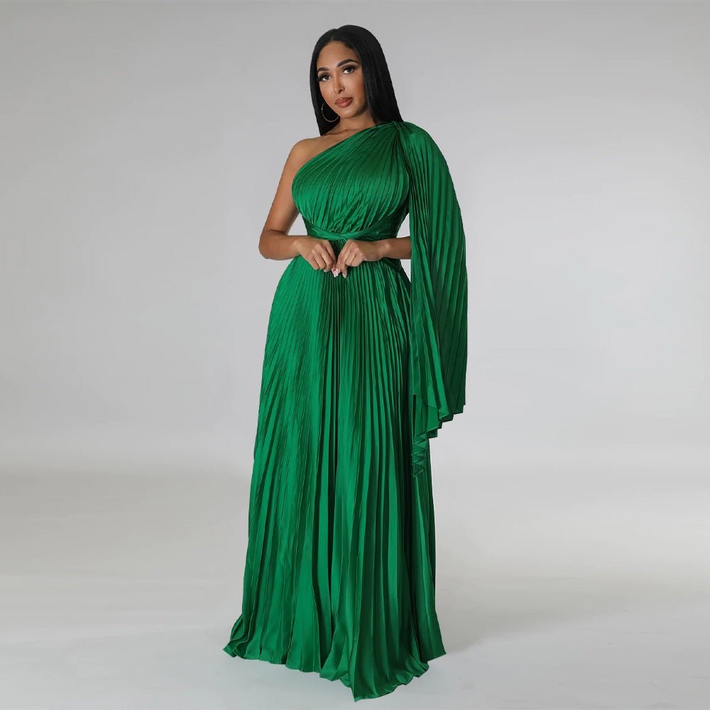 Tiffany satin blend one off shoulder Pleated Dress