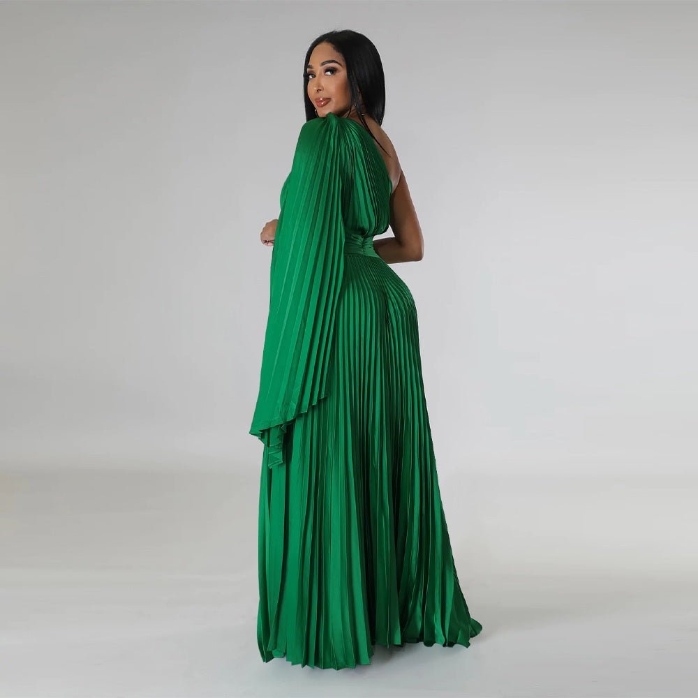 Tiffany satin blend one off shoulder Pleated Dress
