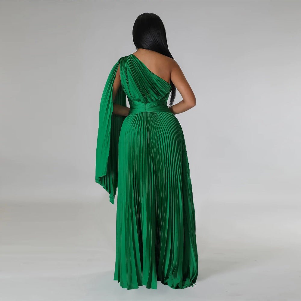 Tiffany satin blend one off shoulder Pleated Dress