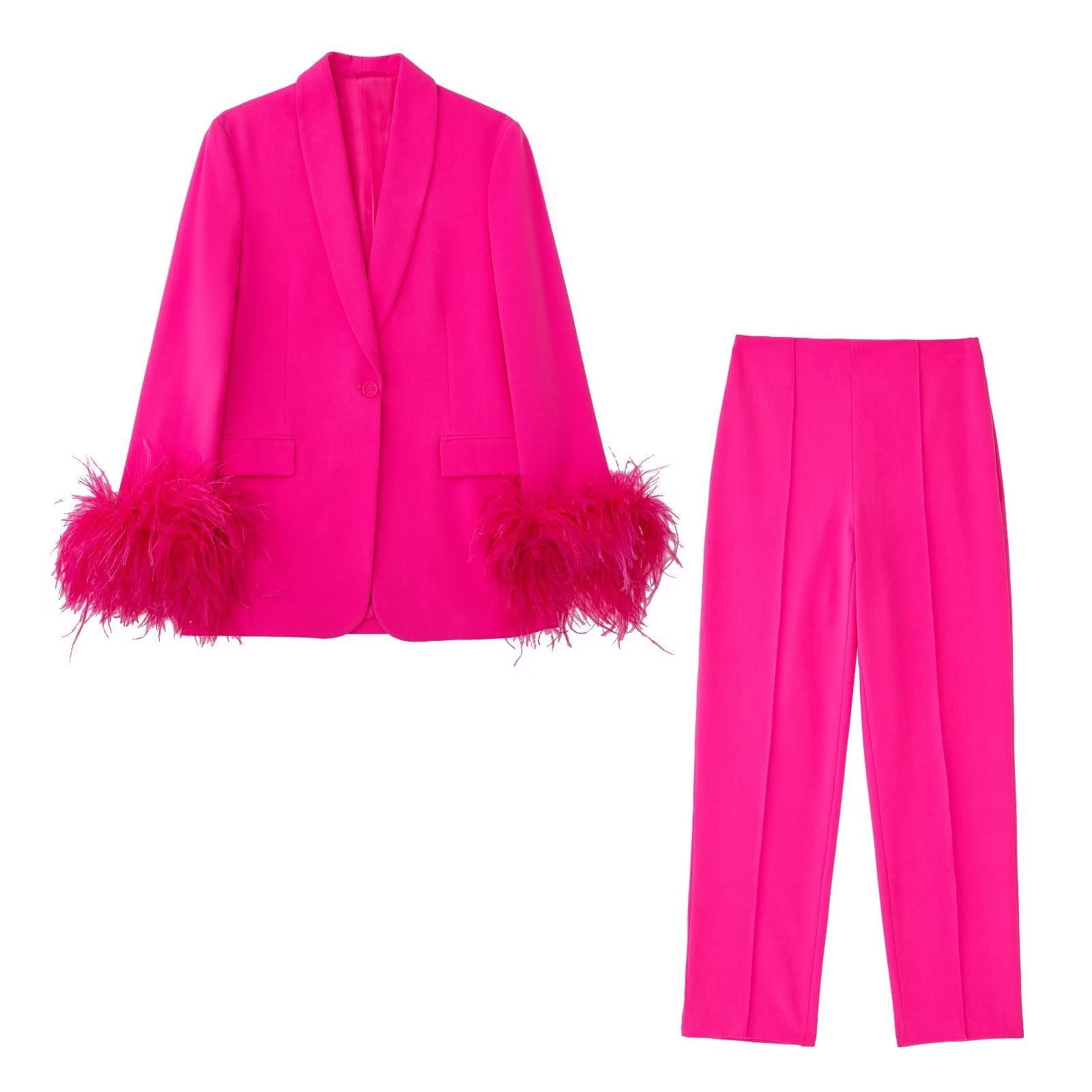 Pankh lexi fur seelve High Quality Blazer And Pant Set