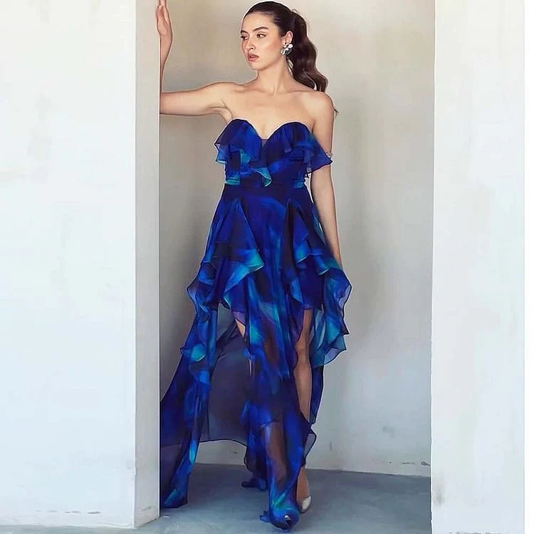Pankh Ciara Elegance Tie And Dye Ruffle Monokini With Ruffle Skirt Set