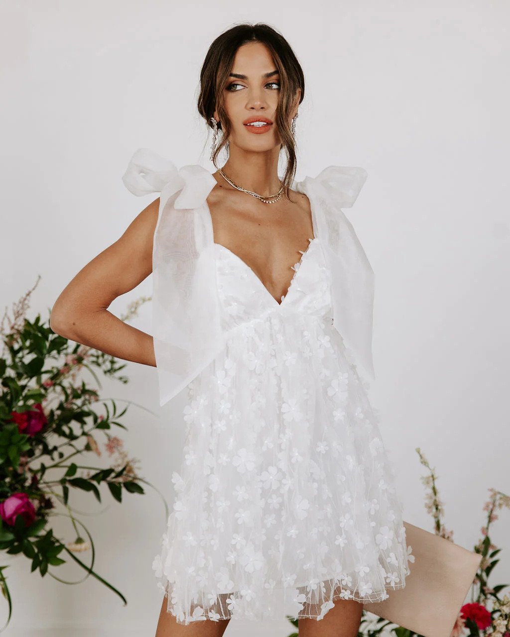 aneira mini dress Pankh Aneira Dreamy 3D Flowers Mini Dress