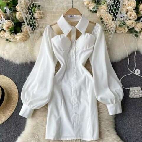 Volsy padded Long Shirt Dress