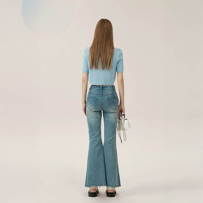 Pankh Garry Flared Regular Fit Denim High Waist Bell Bottom Pant