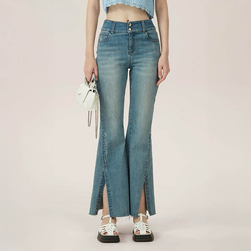 Pankh Garry Flared Regular Fit Denim High Waist Bell Bottom Pant