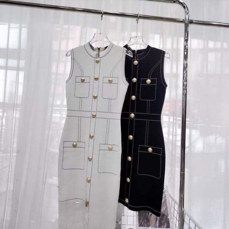 Pankh Malin Sleeveless Button-Down Elegant Mini Bodycon Dress