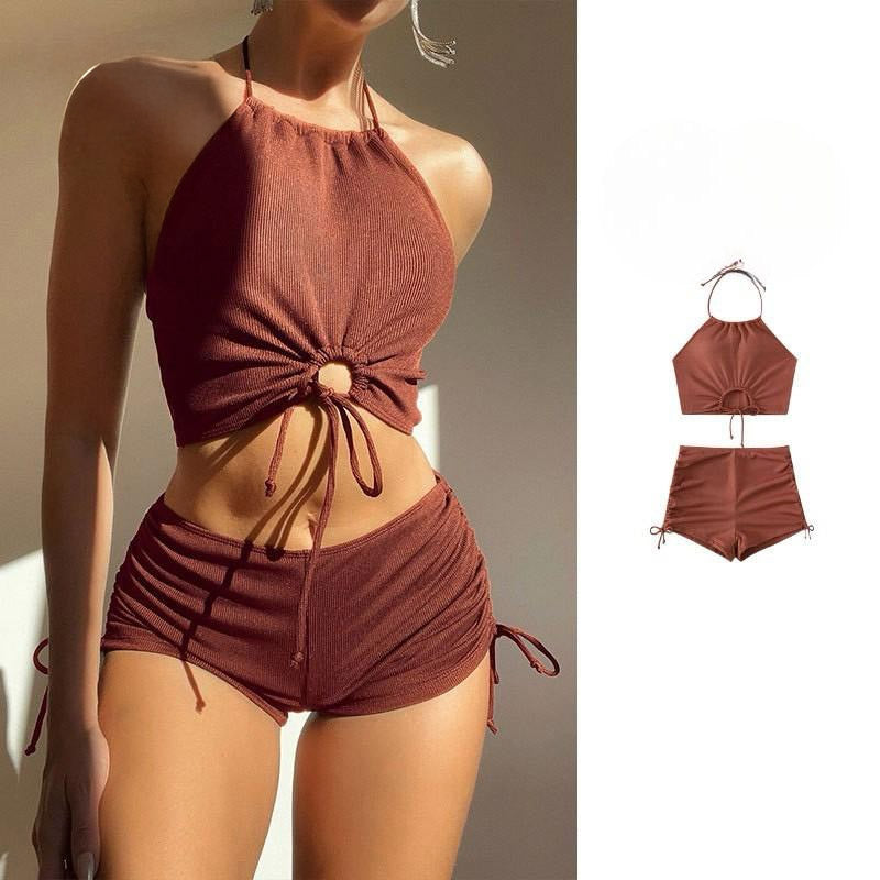 Pankh Ozzy Hollow Out Halter Two-Peice Swimsuit