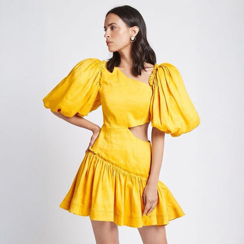 Pankh Amalie Waist Cutout Ruffled Cotton Dress