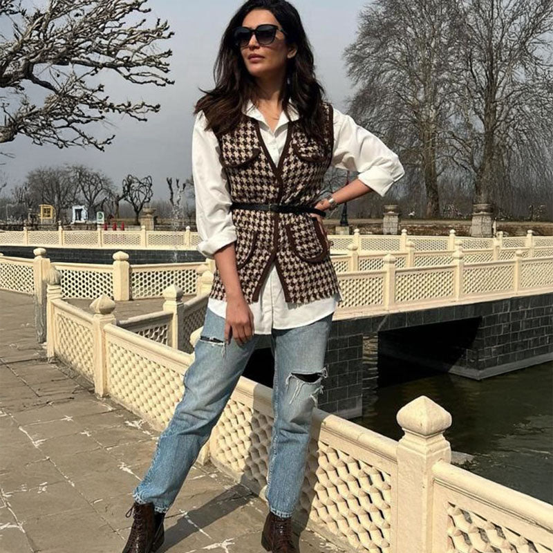 Pankh Farah Tweed Jacket & Shirt Set
