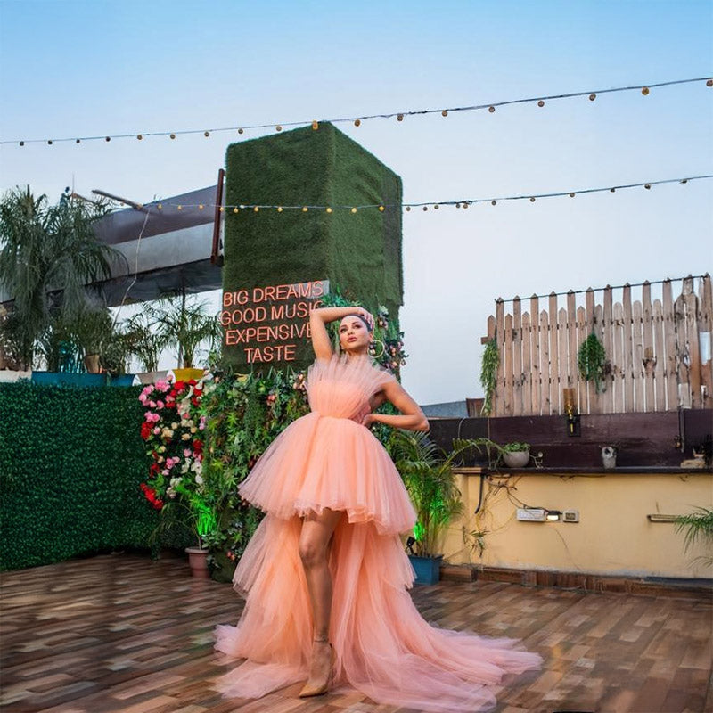 Pankh Pink Frill Party Wear Ball Gown