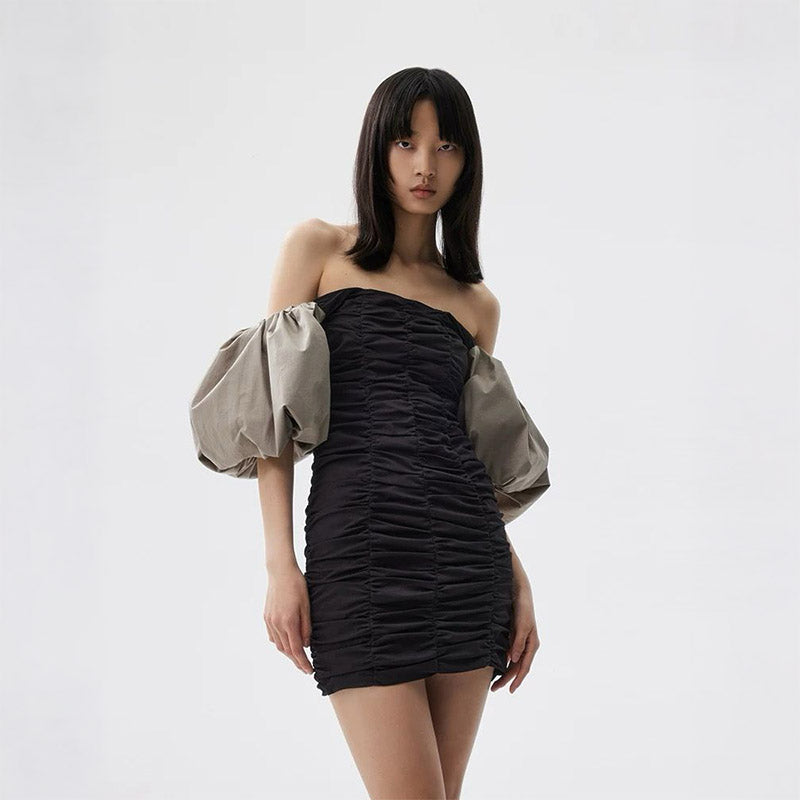 Pankh Zora Mini Cotton Ruched Bodycon Dress