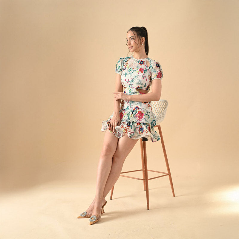 Pankh Axel Cut Out Floral Dress