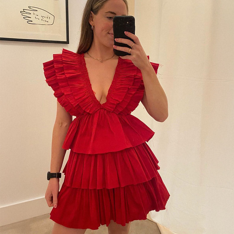 Pankh Zillia Deep Neck Rhythmic Frilled Mini Dress