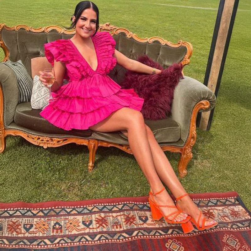 Pankh Zillia Deep Neck Rhythmic Frilled Mini Dress