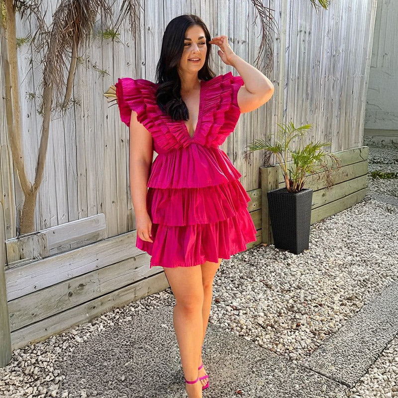 Pankh Zillia Deep Neck Rhythmic Frilled Mini Dress