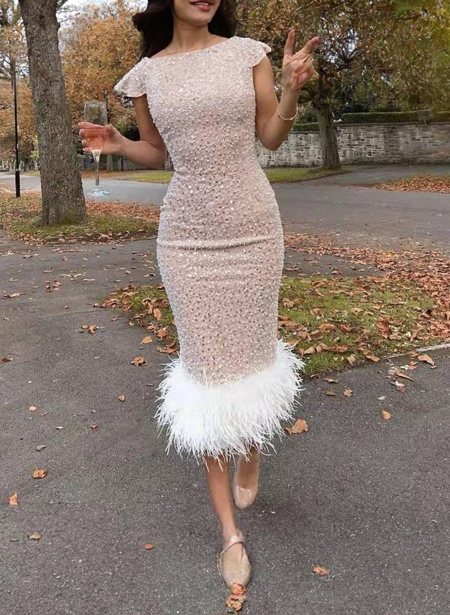 Pankh Nori Sequins Fur Dress