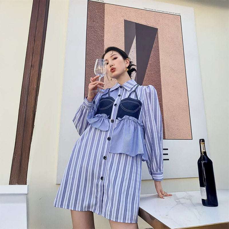 Pankh Annika Casual Stripe Shirt Dress