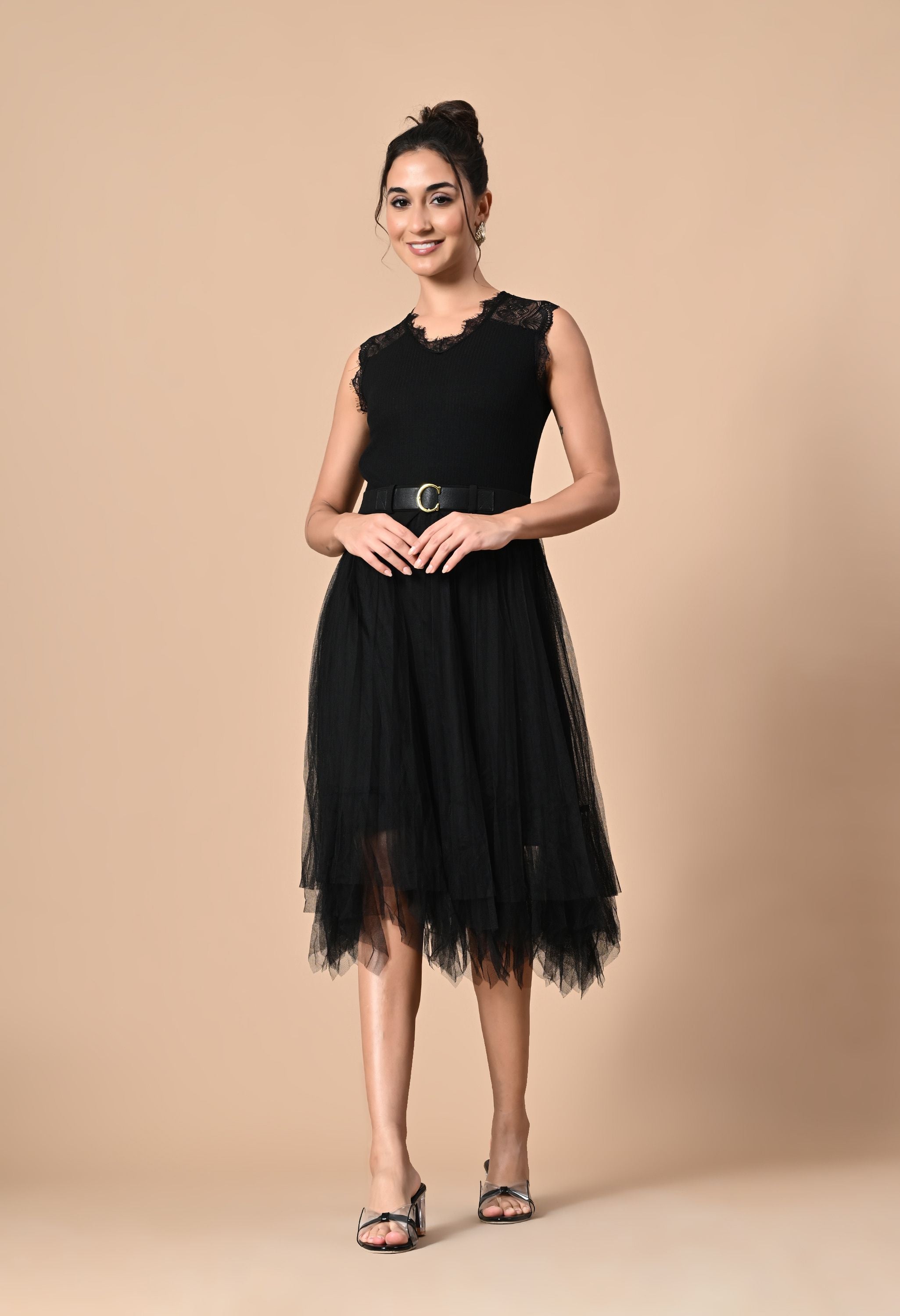 Pankh Dinah Mesh Net Dress With Stone Embellished Blazer 2 Piece Set