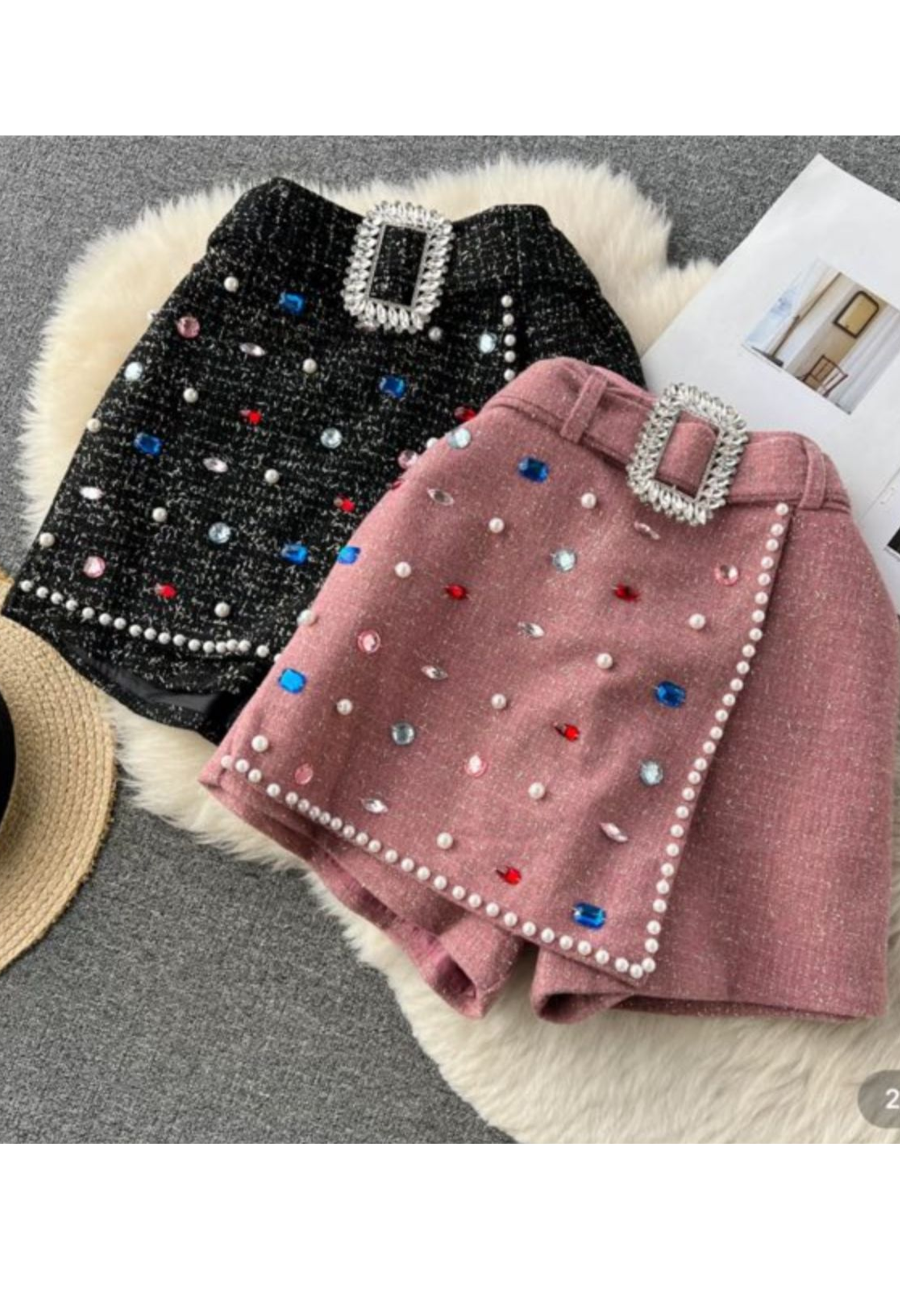 Pankh Ron Embellished Tweed Skorts Skirt