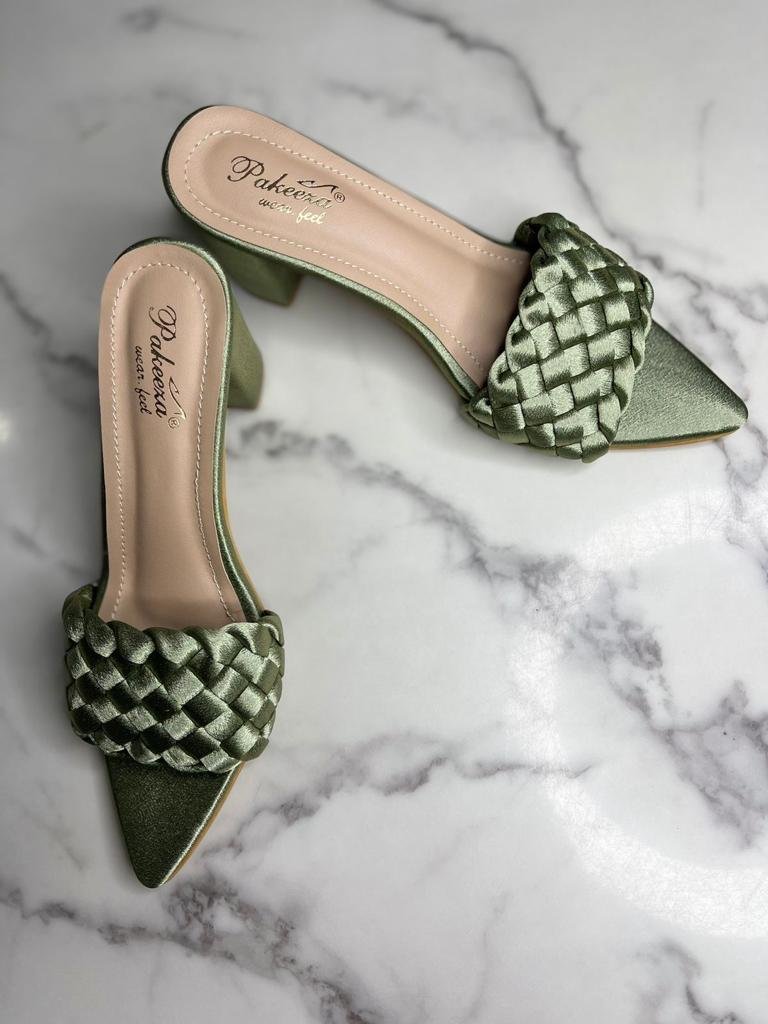 Zaya Satin Quilted Block Heels