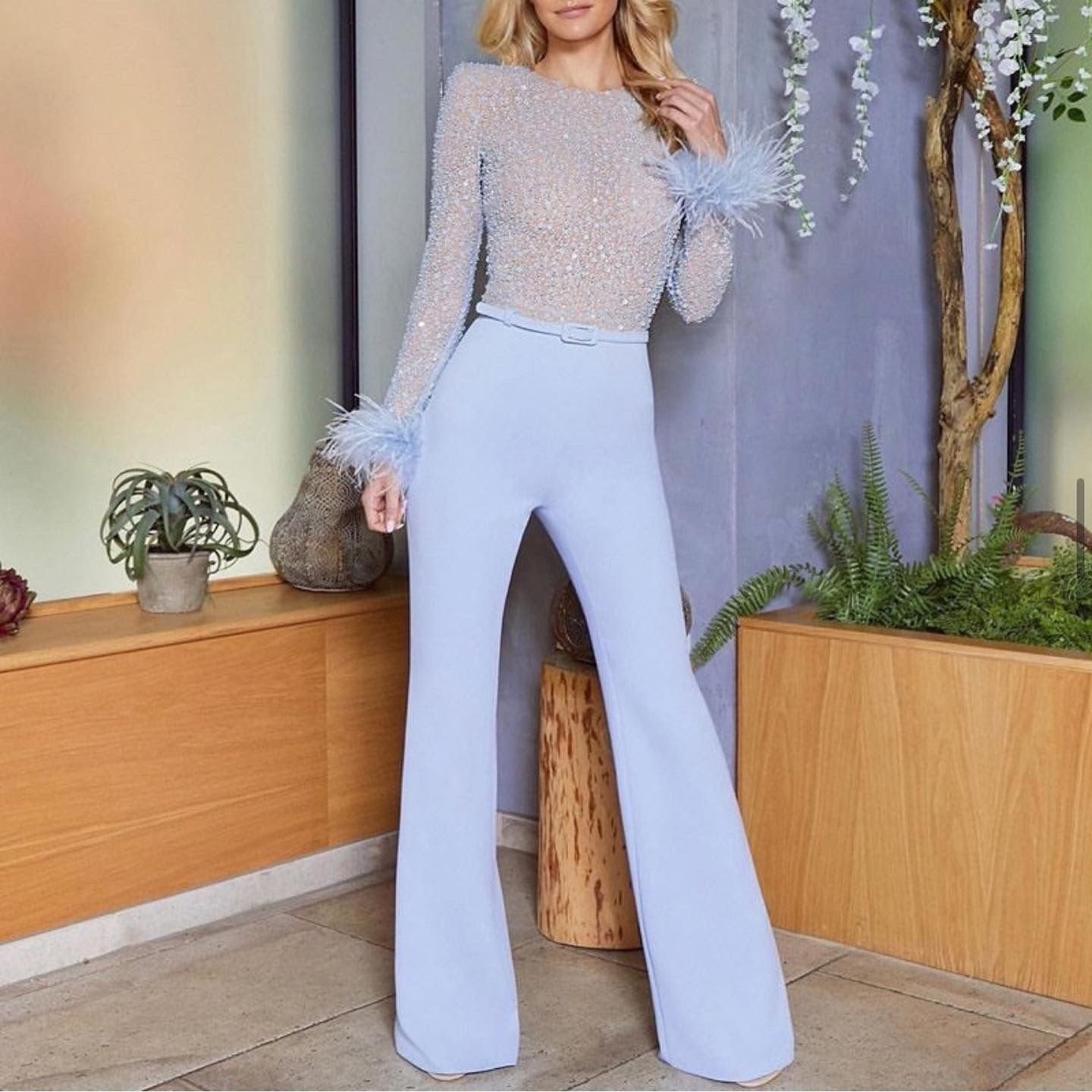 Pankh Hailey Sequin and Fur Party Wear Jumpsuit