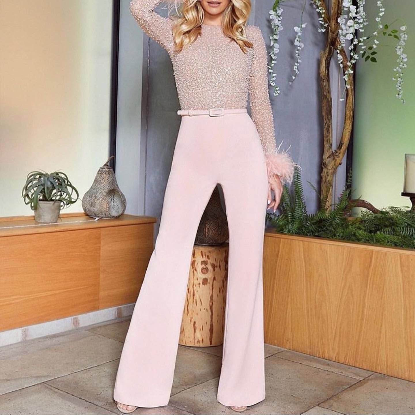 Pankh Hailey Sequin and Fur Party Wear Jumpsuit