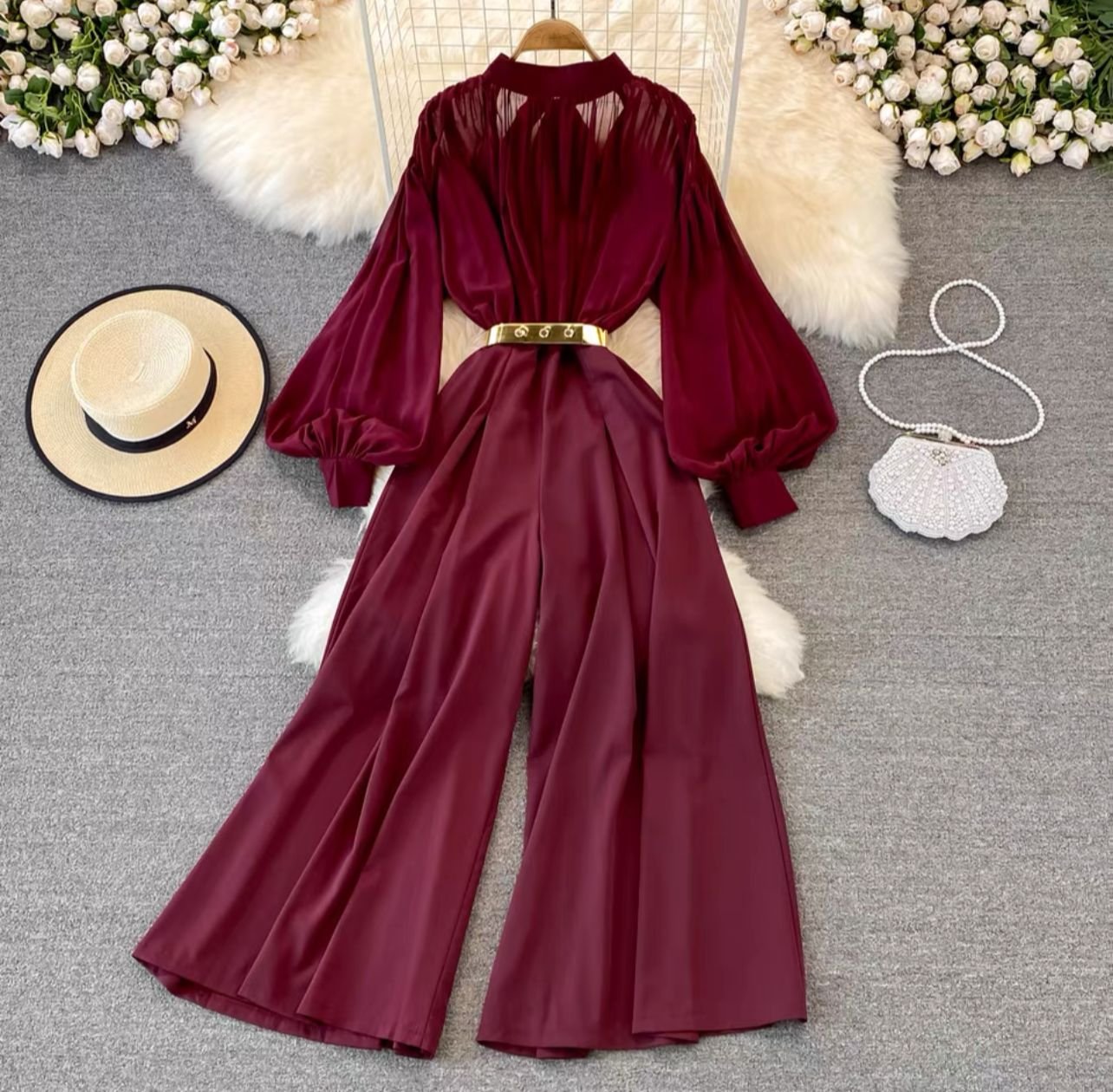 Pankh Clata Pleated Summer Jumpsuit With Belt