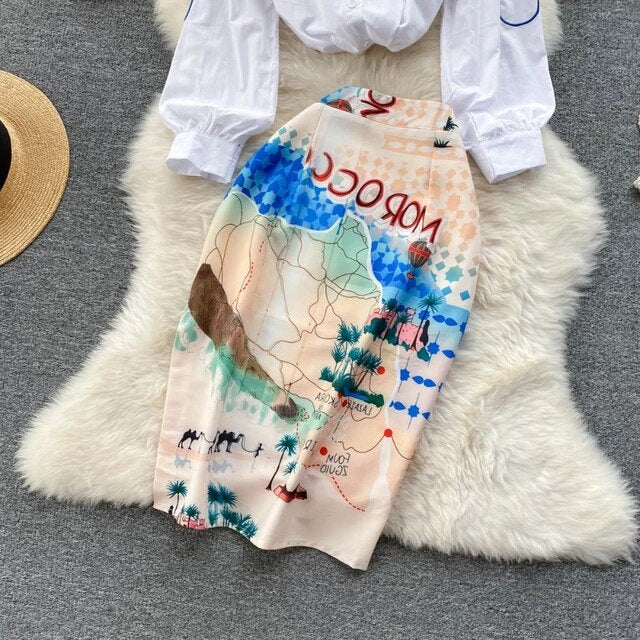 Pankh Luzie Floral Shirt and Skirt Set