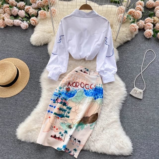 Pankh Luzie Floral Shirt and Skirt Set